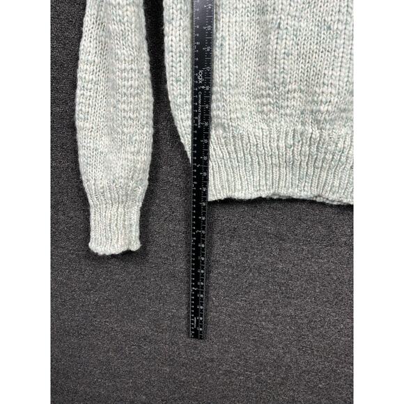 Gap Wool Blend Knit Sweater Womens L Marled Mint Color Boxy Crew Neck Crop - Picture 6 of 7